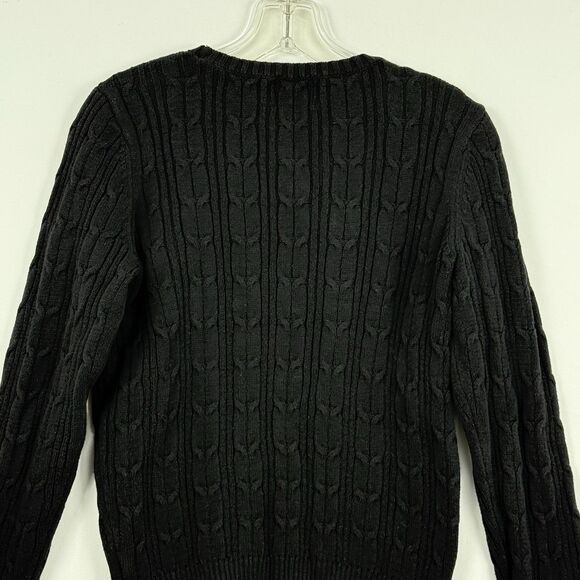 St John's Bay Women's Long Sleeve Cable Knit Sweater Size Small Black - Picture 4 of 16